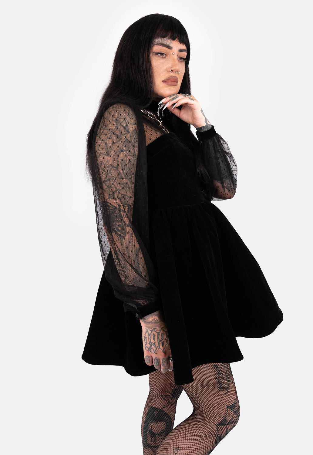 Emily Velvet Heart Lace Mini Dress