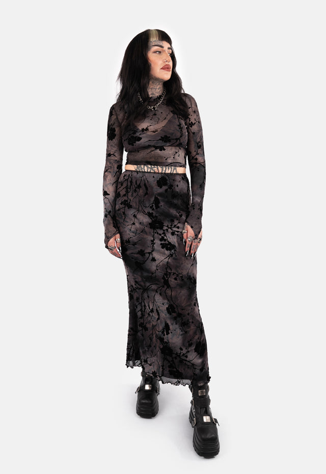 Endora Flocked Maxi Skirt