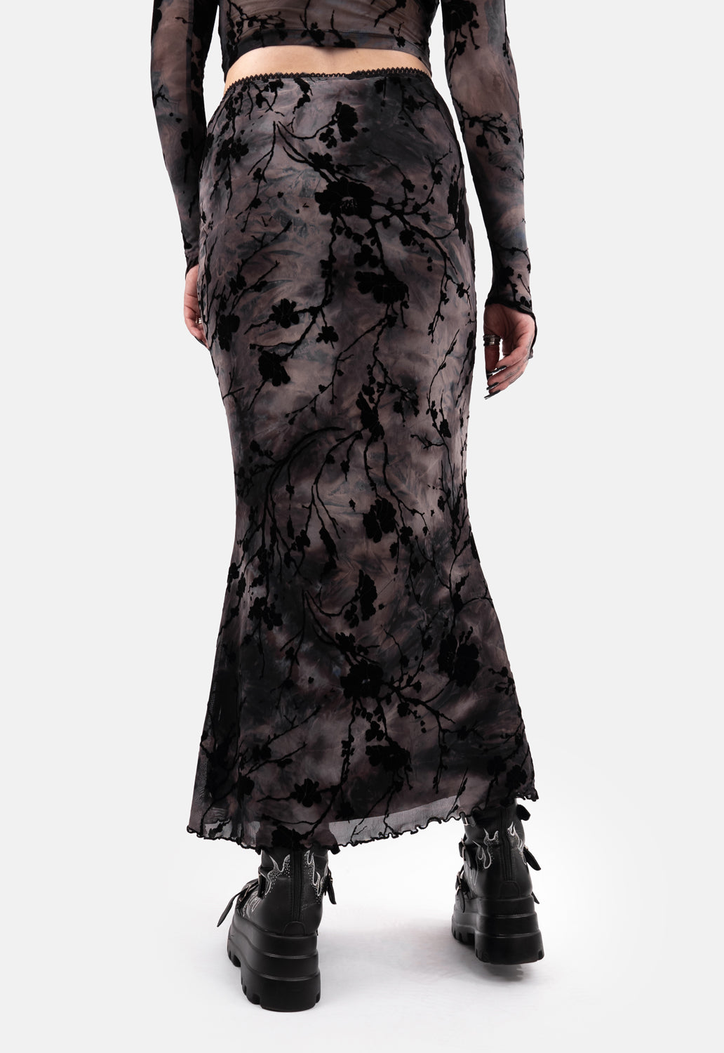 Endora Flocked Maxi Skirt
