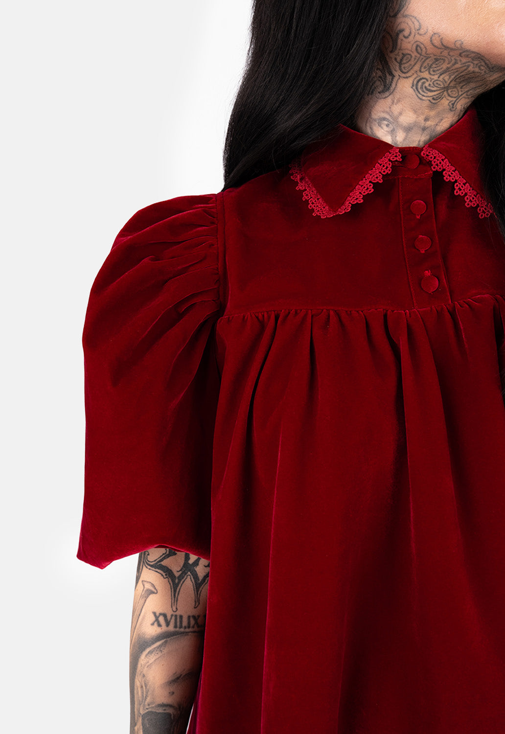 Esme Velvet Baby Doll Mini Dress