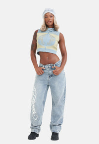 Flaming Skull Relax Denim Jeans