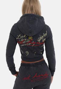 Flaming Tiger Crop Zip Hoodie