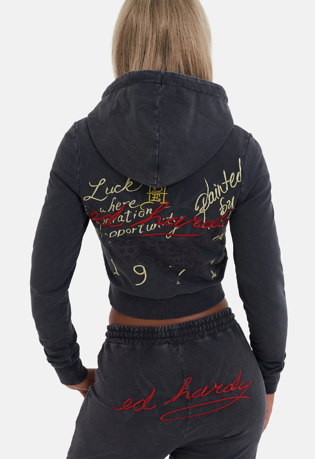 Flaming Tiger Crop Zip Hoodie