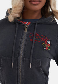 Flaming Tiger Crop Zip Hoodie