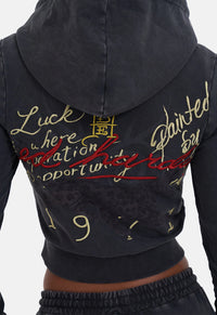 Flaming Tiger Crop Zip Hoodie
