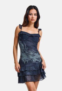 Flying Dragon Fitted Ruffle Dress