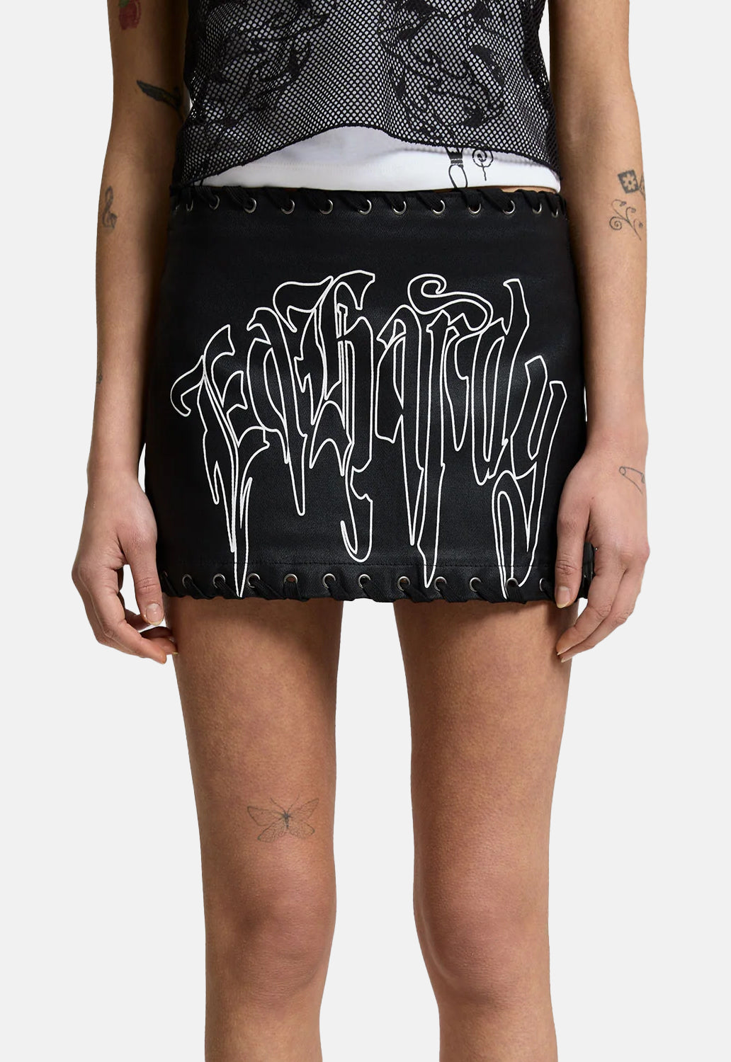 Gothic Braid Denim Mini Skirt