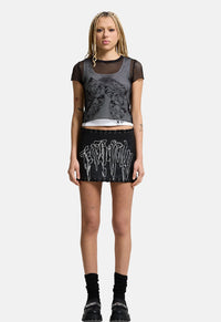 Gothic Braid Denim Mini Skirt