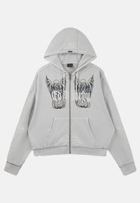 Gothic Skull Boxy Zip Hoodie