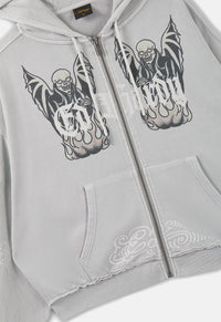 Gothic Skull Boxy Zip Hoodie