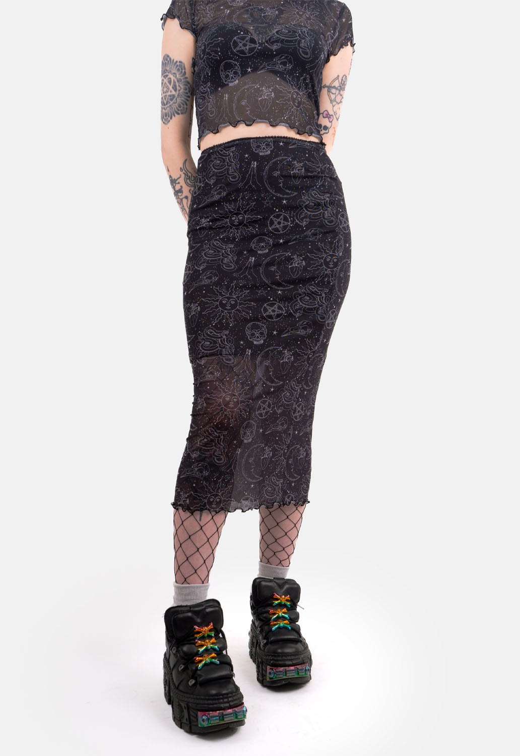Gracie Cosmic Mesh Midi Skirt