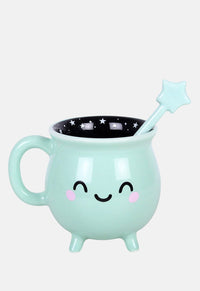 Mint Green Cauldron Mug With Wand Stirrer