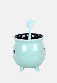 Mint Green Cauldron Mug With Wand Stirrer