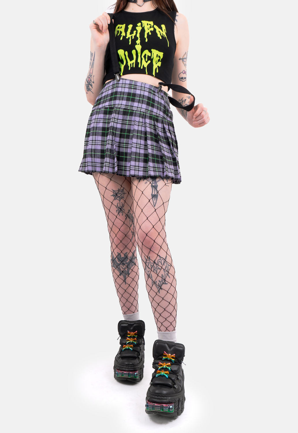 Izara Purple Check Mini Skirt