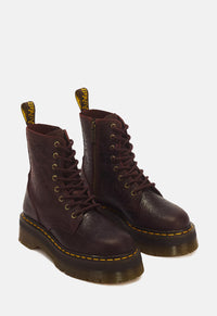 Jadon Floral Emboss 8 Eye Crazy Horse Leather Platform Boots