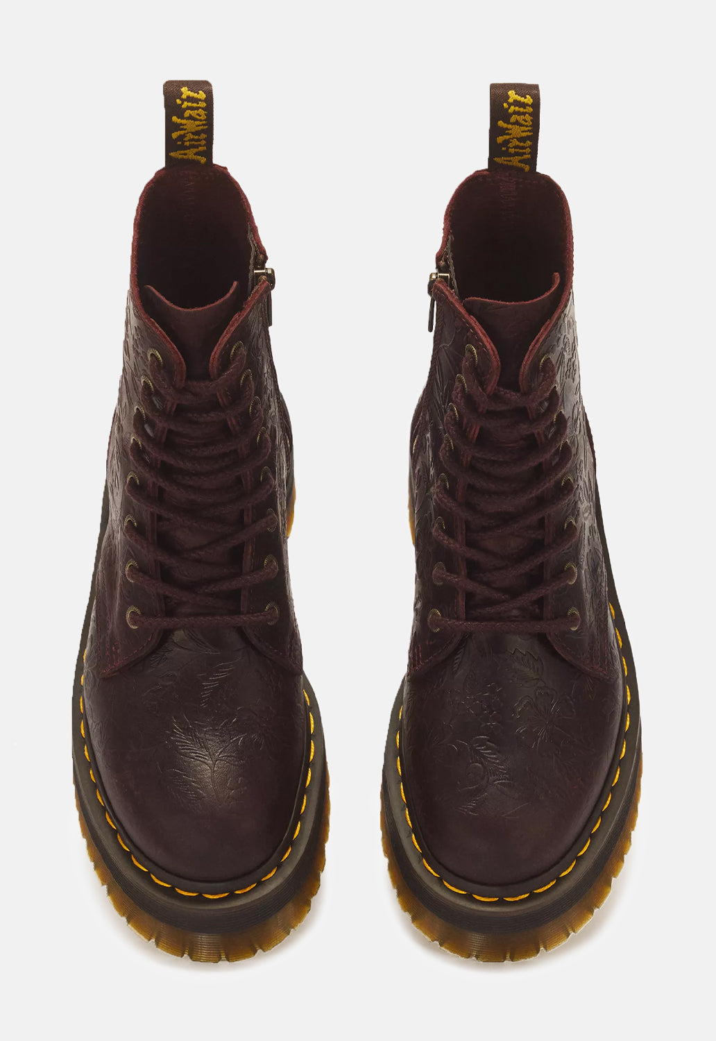 Jadon Floral Emboss 8 Eye Crazy Horse Leather Platform Boots