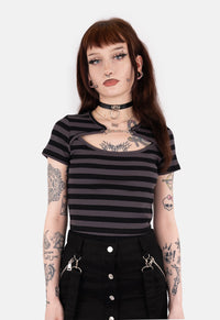Kye Striped Front Cut Out Top