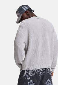Distressed Los Angeles Knitted Relaxed Crew Jumper