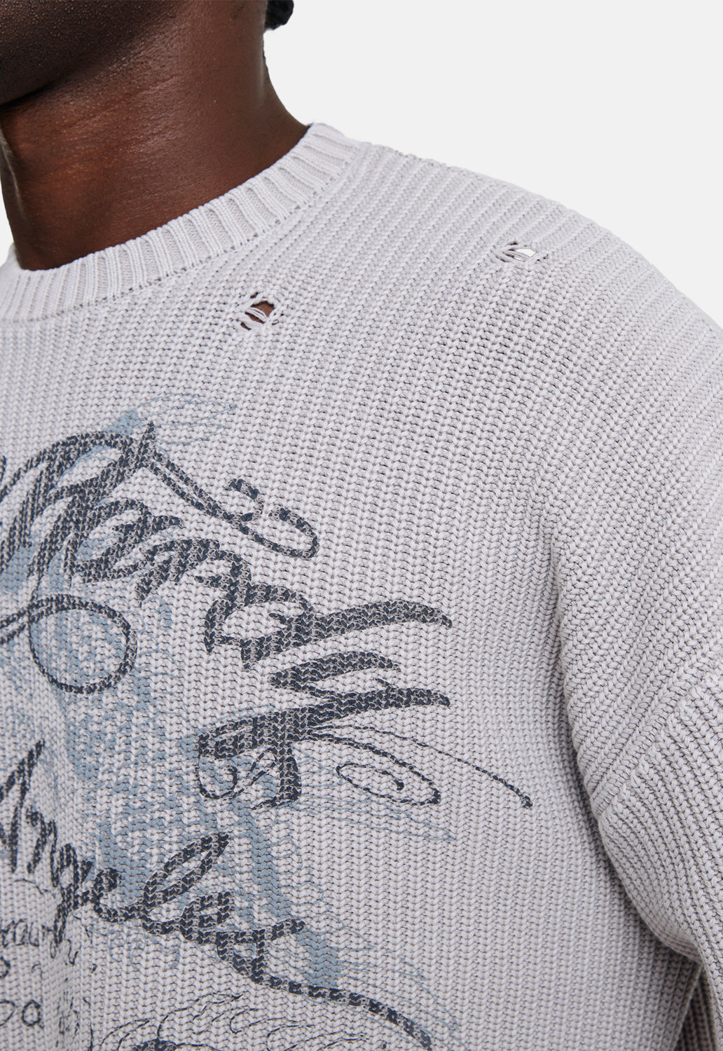 Distressed Los Angeles Knitted Relaxed Crew Jumper