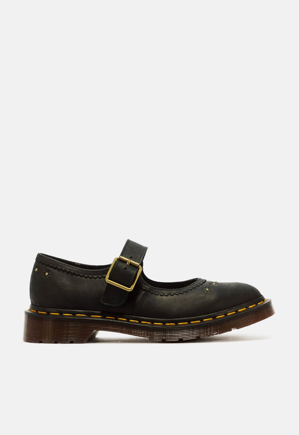 Flower Crazy Horse Leather Mary Janes