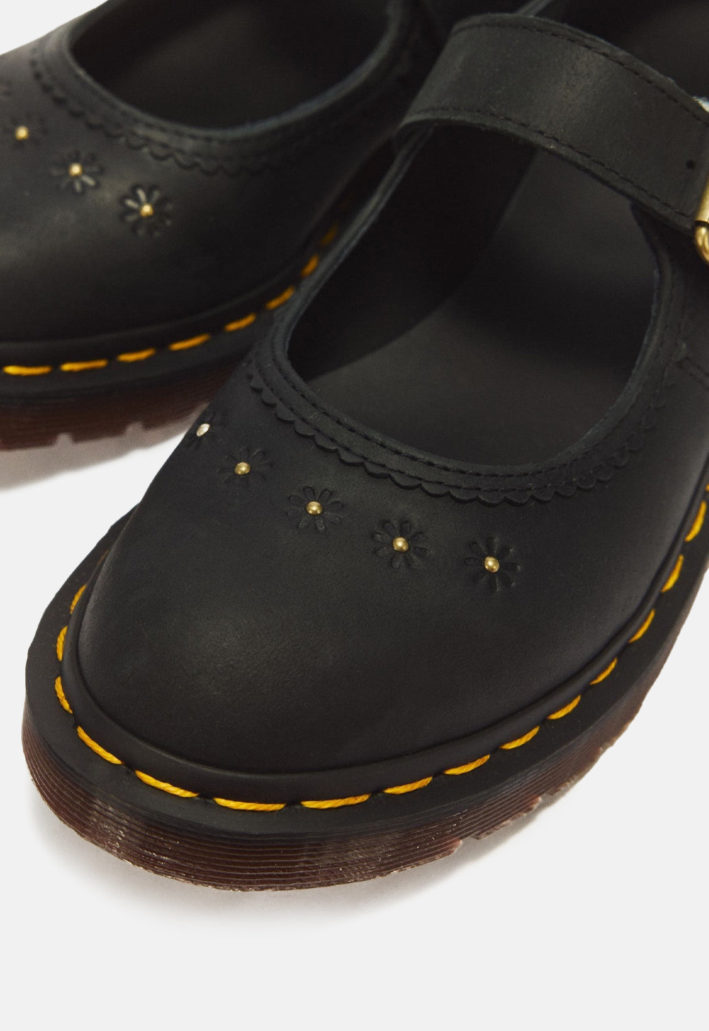 Flower Crazy Horse Leather Mary Janes