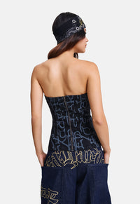 Monogram Dragon Fitted Denim Corset