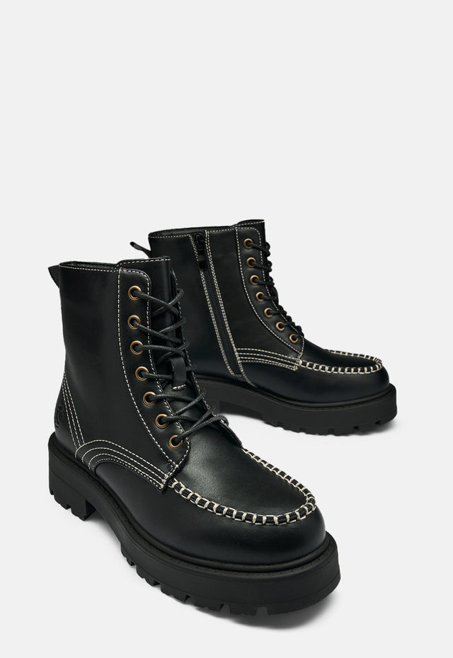 Pallas Black Lace Up Boots