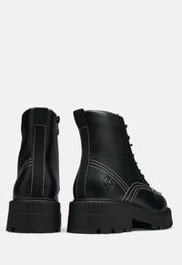 Pallas Black Lace Up Boots