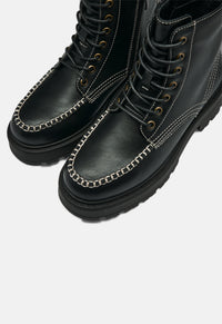 Pallas Black Lace Up Boots