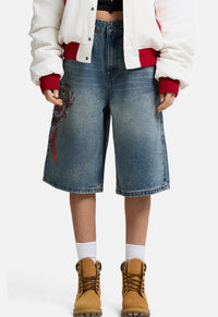 Rising Phoenix Embroidered Jorts