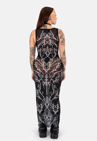 Raven Mesh Midaxi Dress