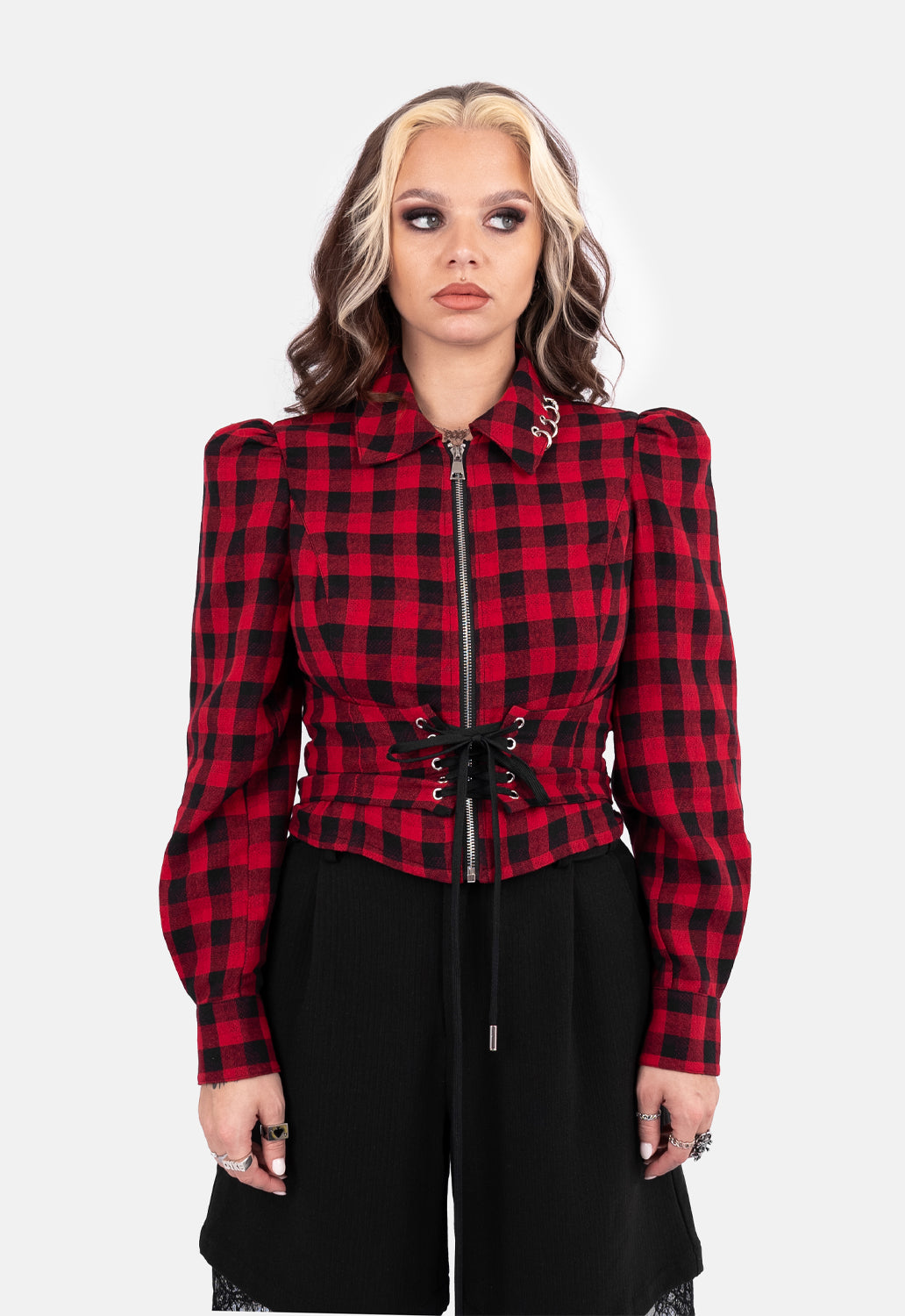 Rebel Lace Check Crop Long Sleeved Top – DMG SCY
