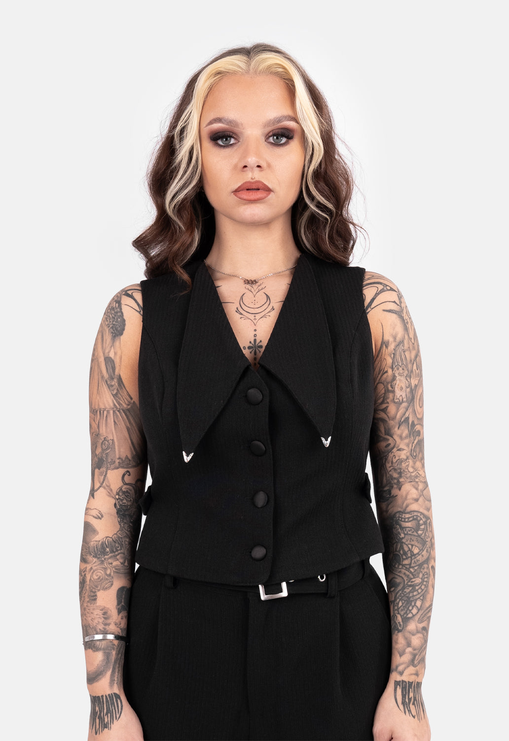 Reena Crop Button Up Vest
