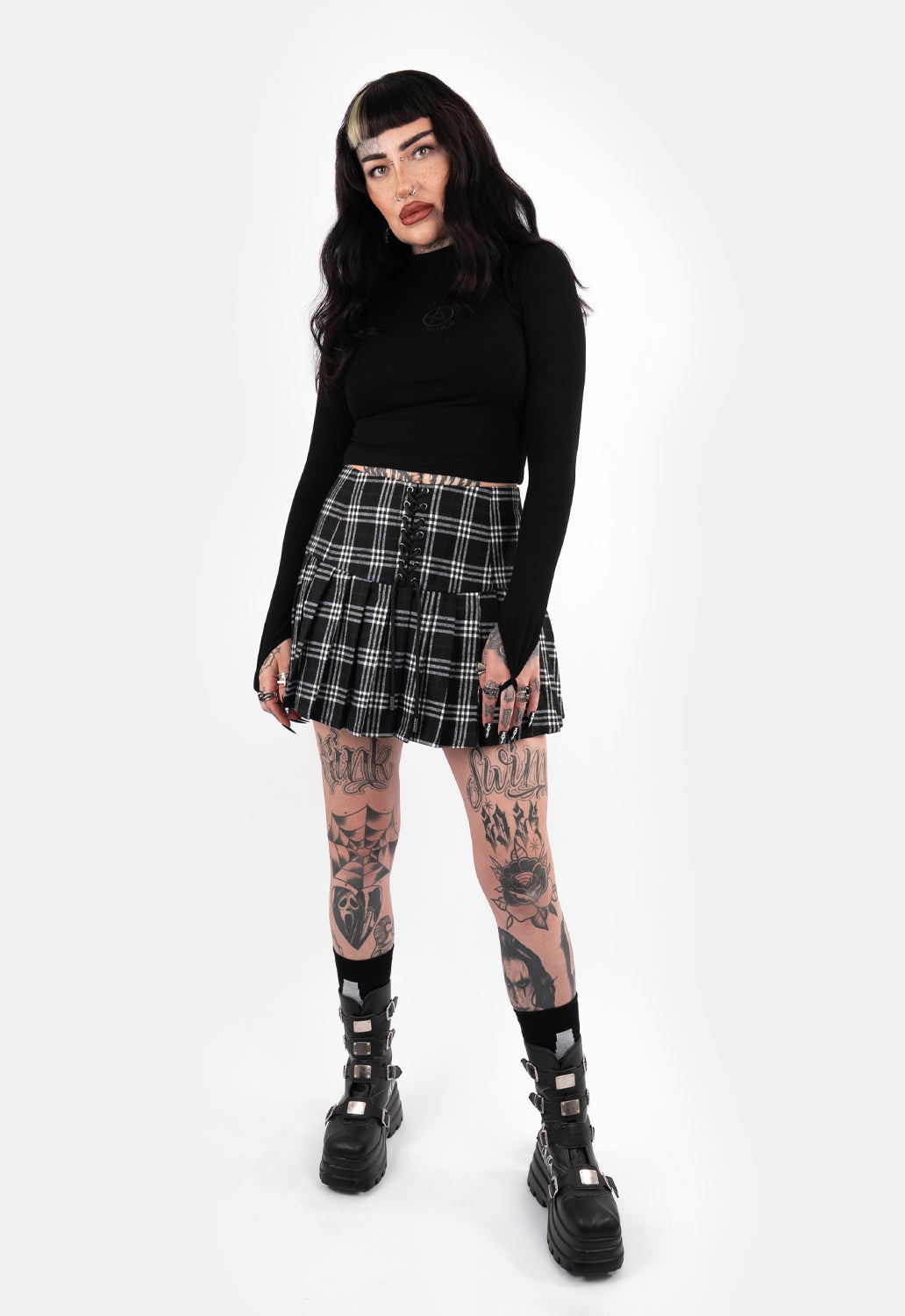 Rhianna Pleated Mini Skirt Chk