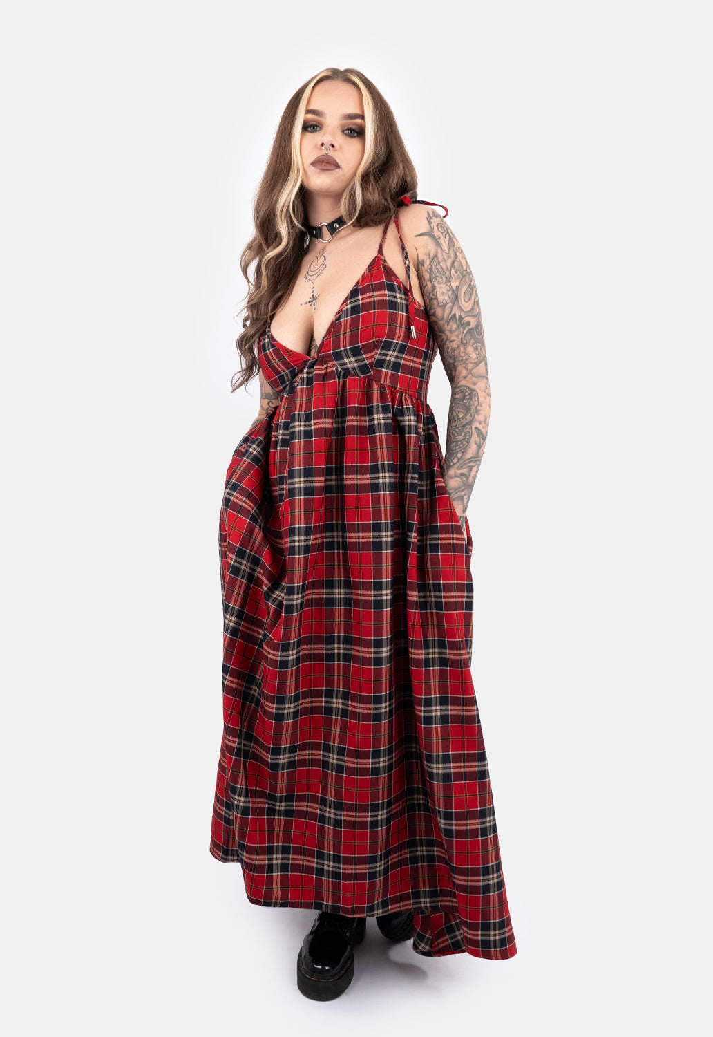 Rowena Check Strap Maxi Dress