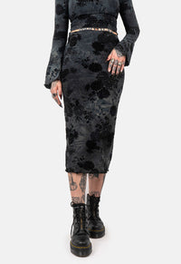Sal Flocked Midaxi Skirt