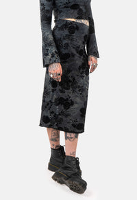 Sal Flocked Midaxi Skirt