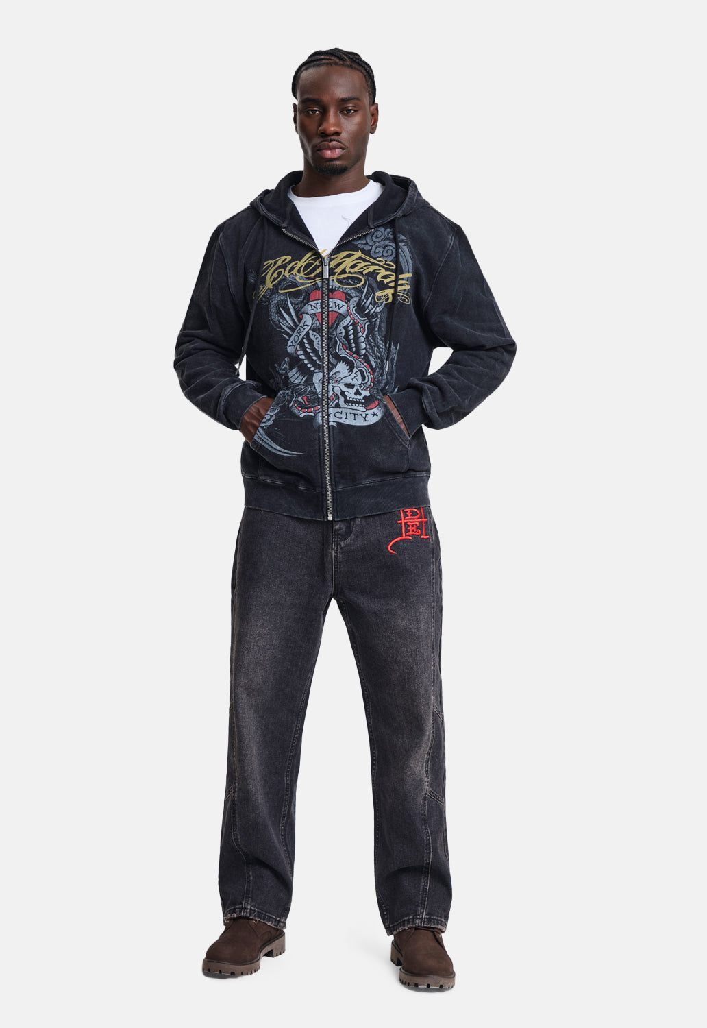 Serpent Skull Graphic Relaxed Jeans