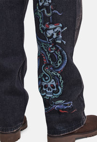 Serpent Skull Graphic Relaxed Jeans