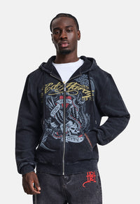 Storming New York Washed Relaxed Zip Thru Hoodie