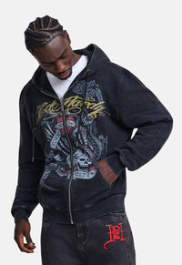 Storming New York Washed Relaxed Zip Thru Hoodie