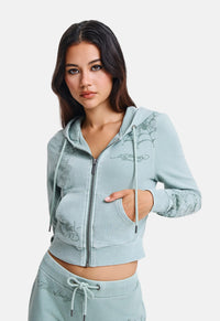 Tattoo Fit Zip Thru Acid Wash Hoodie
