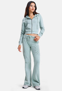 Tattoo Fit Zip Thru Acid Wash Hoodie