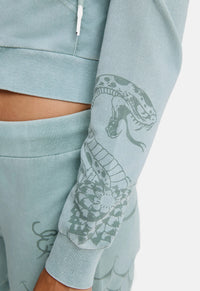 Tattoo Fit Zip Thru Acid Wash Hoodie