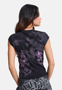Tattoo City Cap Sleeve Fitted Top