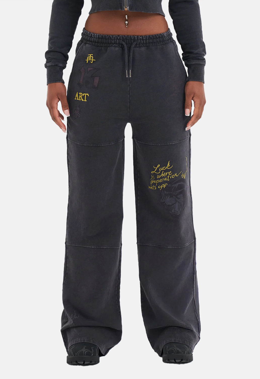 Tattoo Collage Wide Leg Joggers