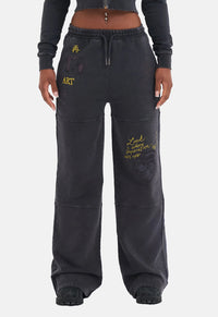 Tattoo Collage Wide Leg Joggers