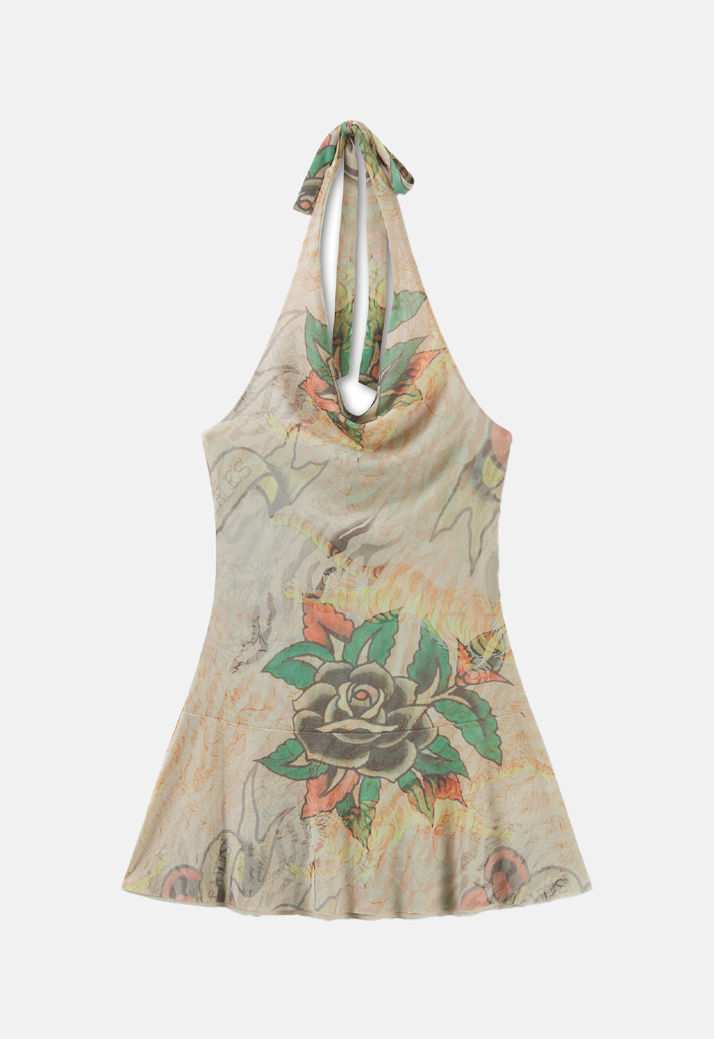 Tiger Print Cowl Mesh Dress