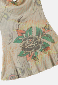 Tiger Print Cowl Mesh Dress