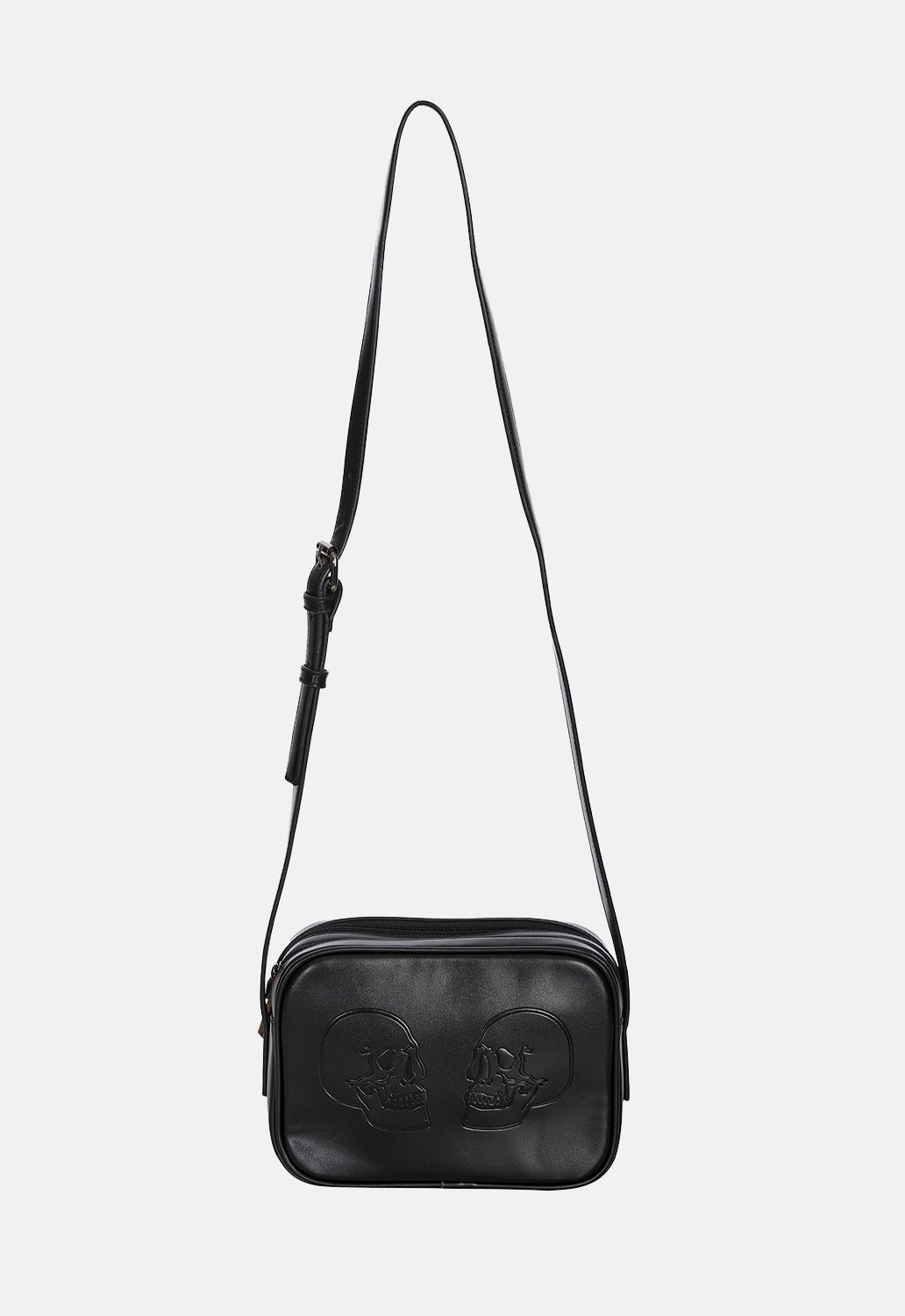 Black Twin Skull Crossbody Bag
